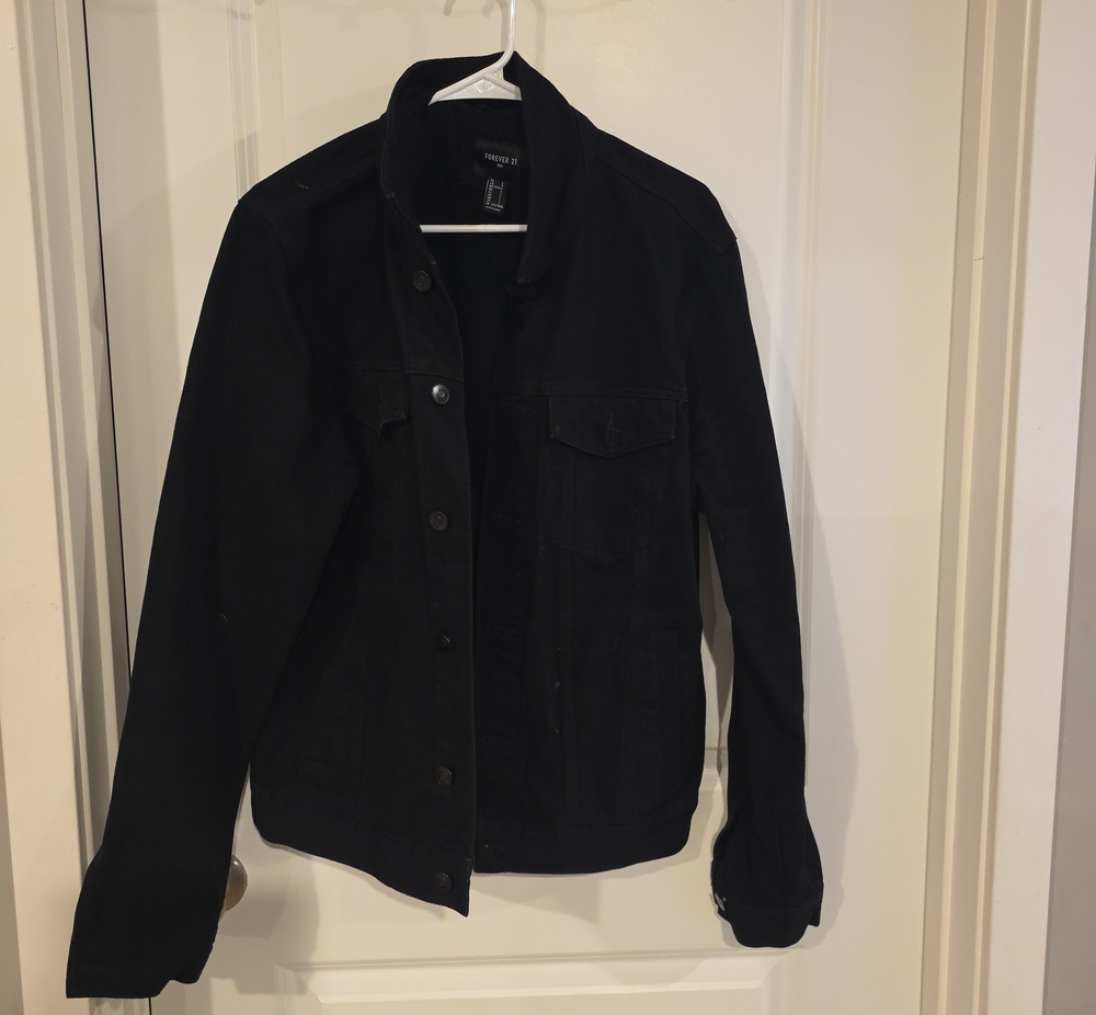 Forever 21 Black Denim Jacket - Women's Button-Front Jean Coat